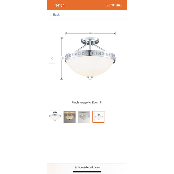 Ceiling Light Hampton Bay Wilikies Semi Flushmount Glass Shade - Picture 6 of 7